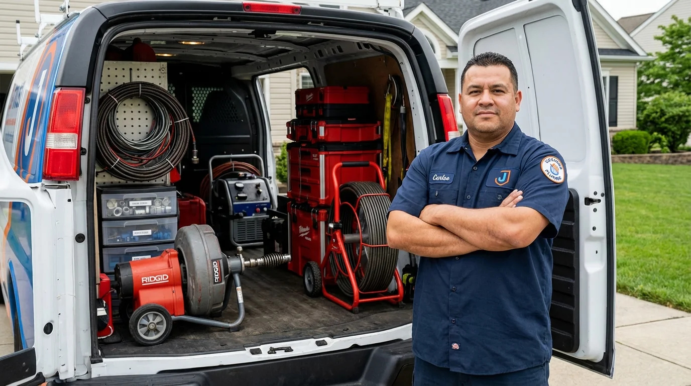 Professional drain cleaning equipment and Johns Plumbing LLC plumber in Yellville