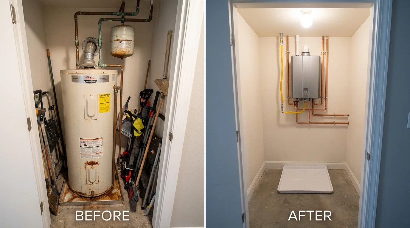 Tank water heater versus wall-mounted tankless unit comparison for Yellville, AR homeowners